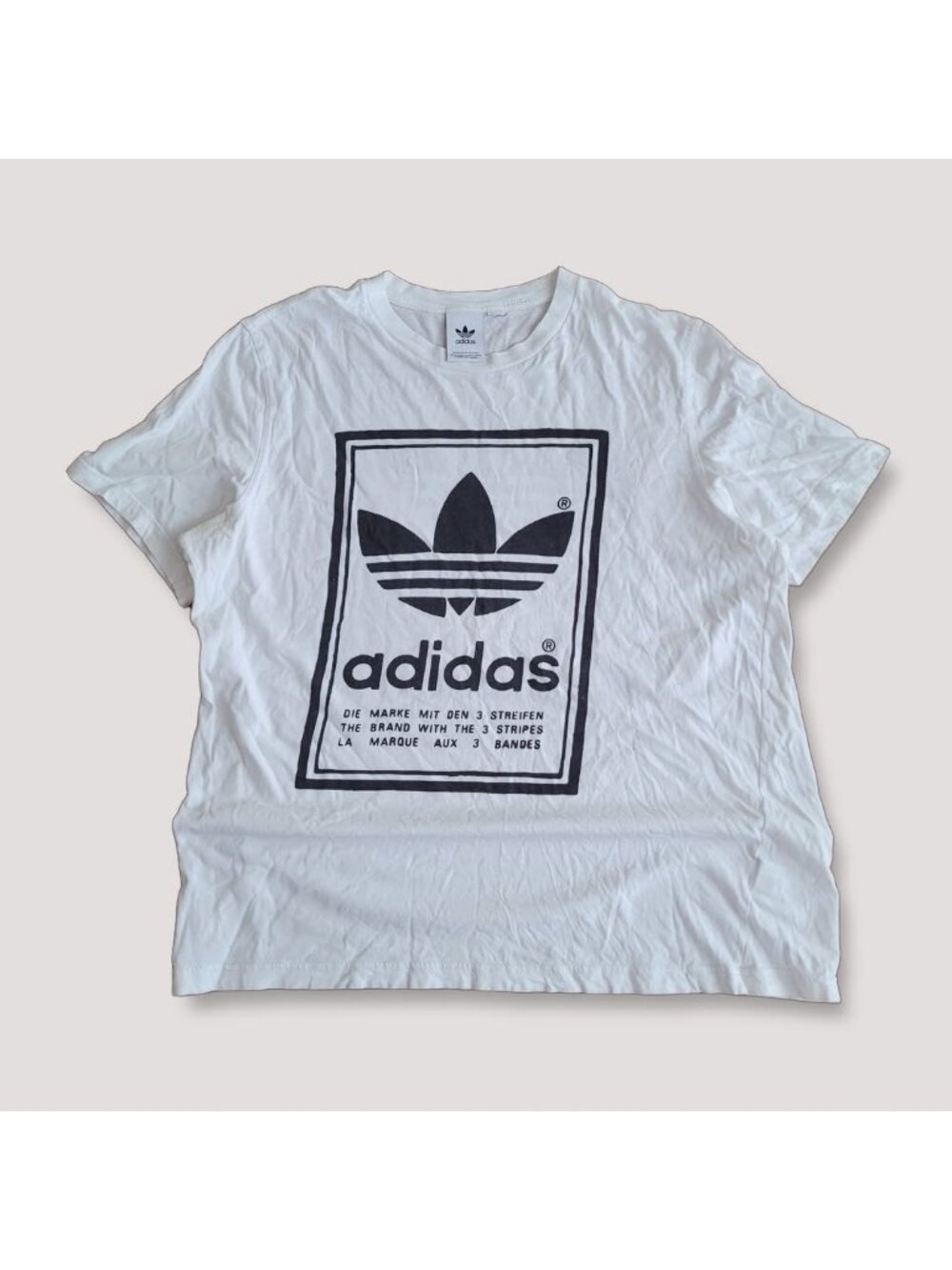 Adidas Trefoil Graphic White Heavyweight Cotton Tee Top (OS)